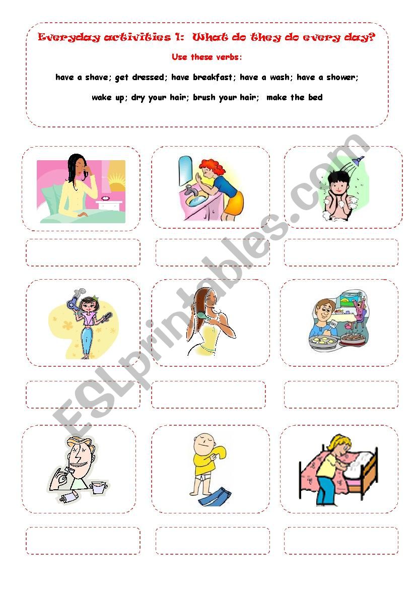 EVERYDAY ACTIVITIES worksheet