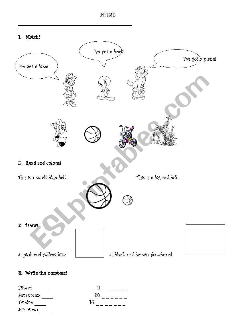 Toys, colours and numbers (exam)