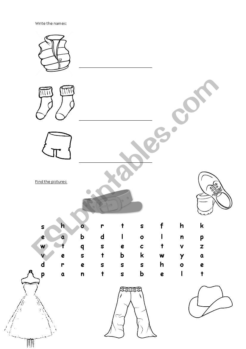 clothes worksheet