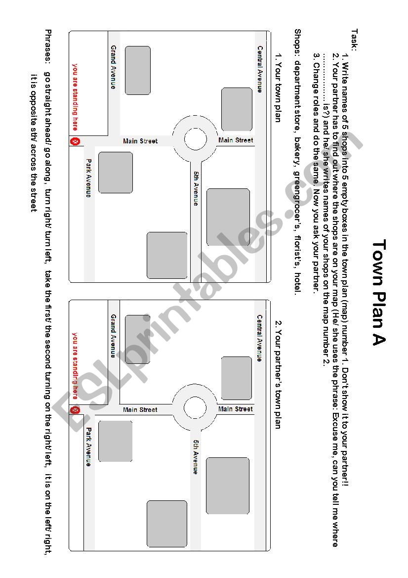 Town Plan worksheet