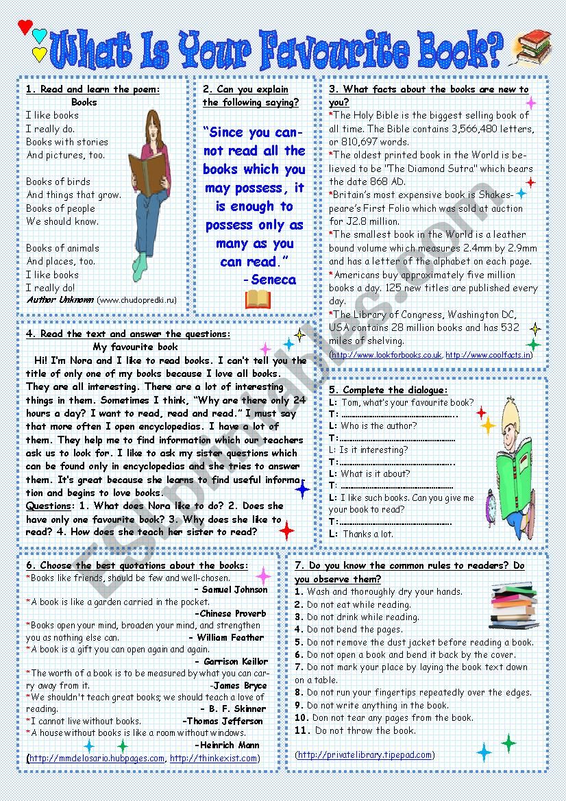 What Is Your Favourite Book Esl Worksheet By Tmk939