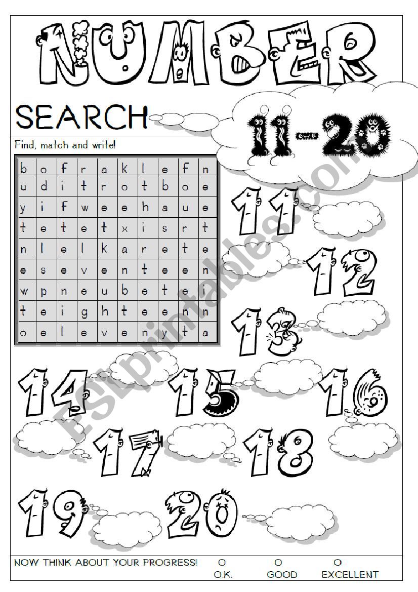 number search 11-20 worksheet
