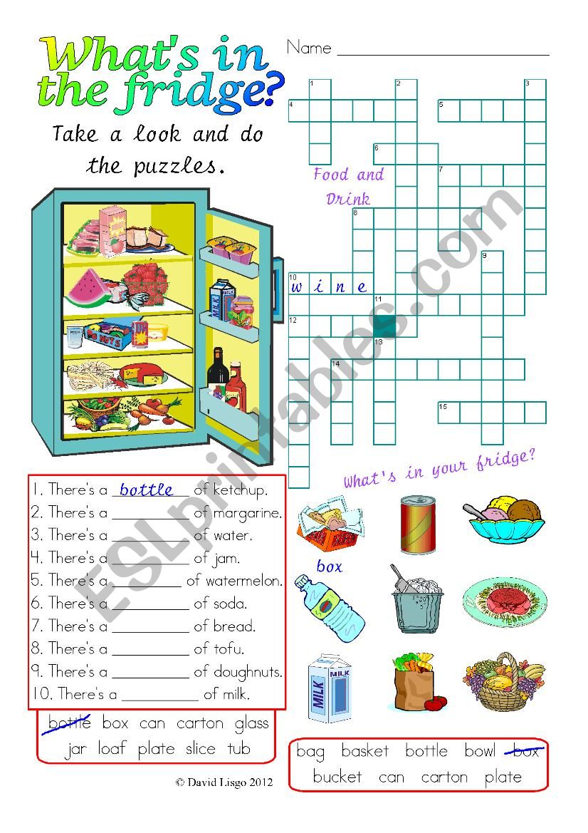 Whats in the fridge?: colour and greyscale with answer key