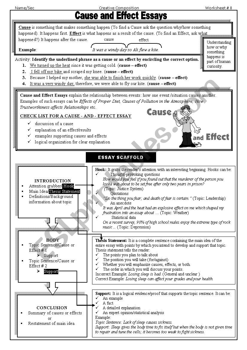 cause and effect essay worksheet