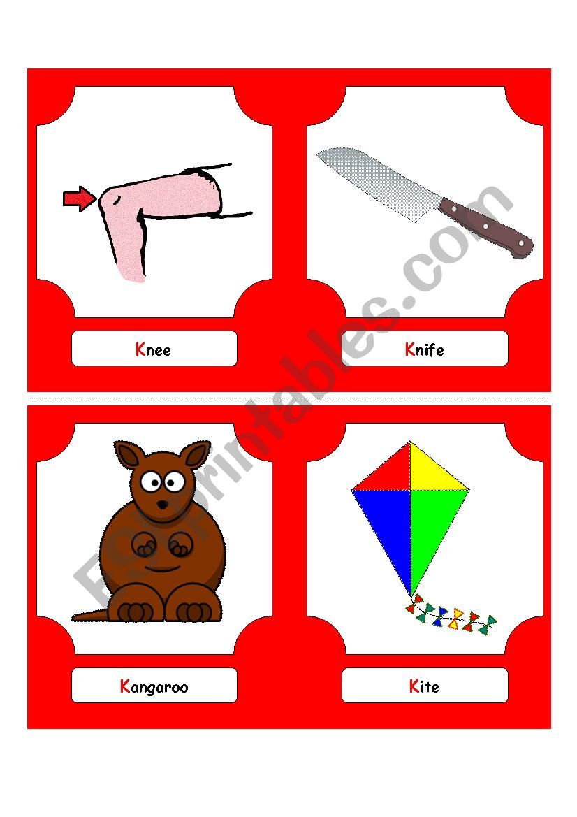 Alphabet Words - K  (flash cards)