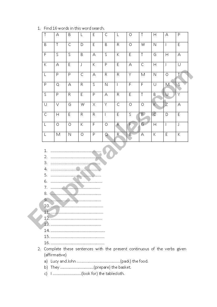 Food  worksheet