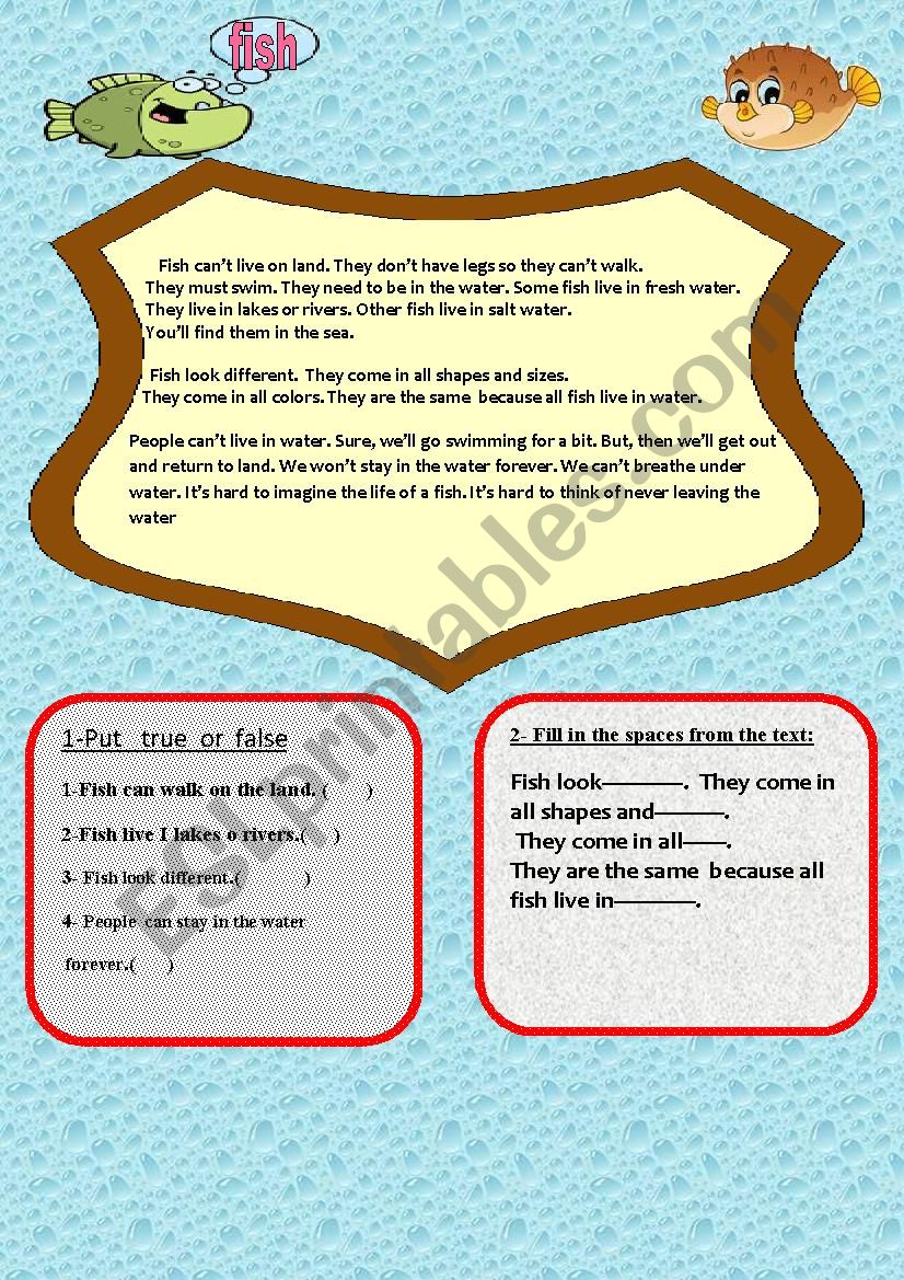 Fish worksheet