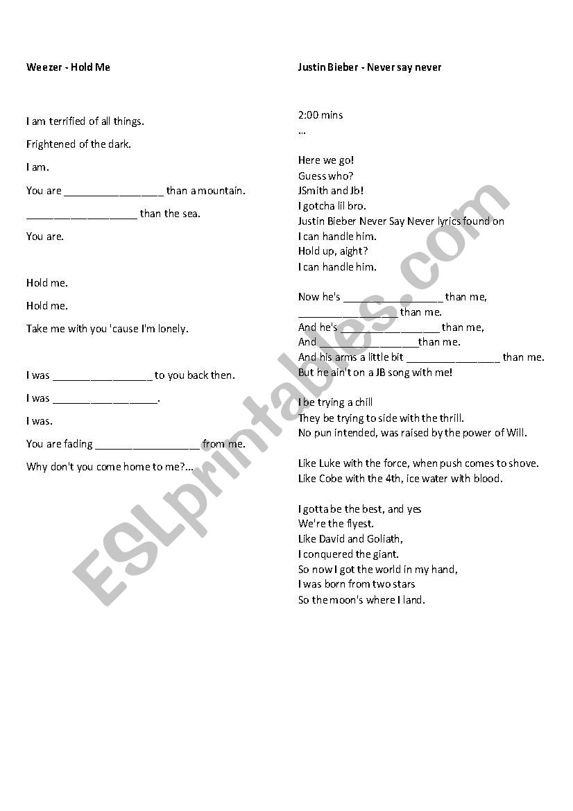 Song - comparative and superlatives