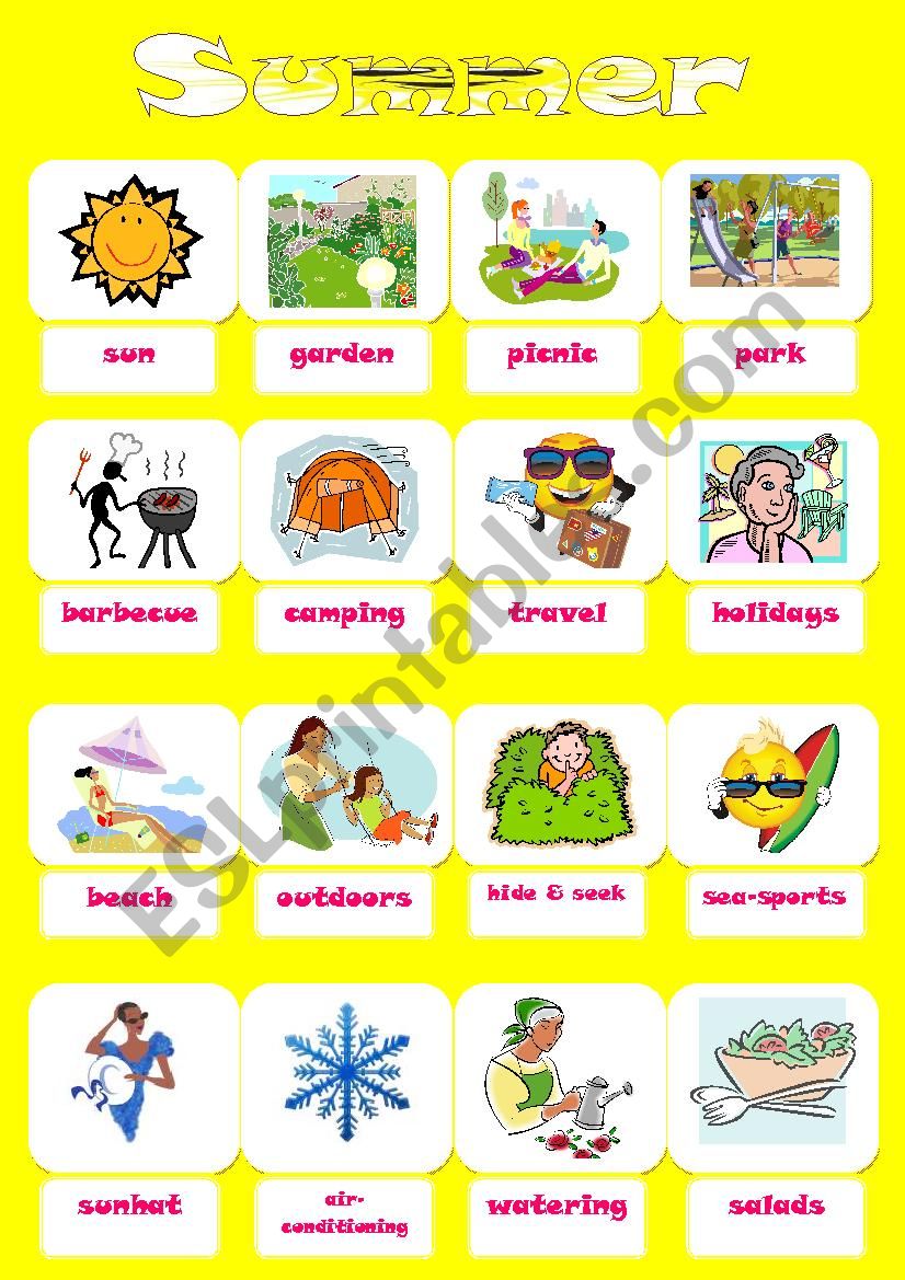 SUMMER PICTIONARY worksheet