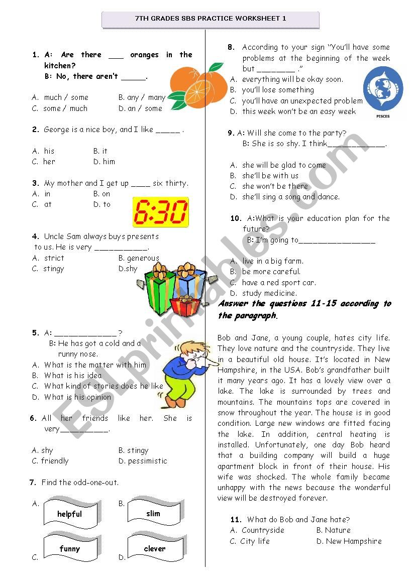 7th Grades General Practice  worksheet