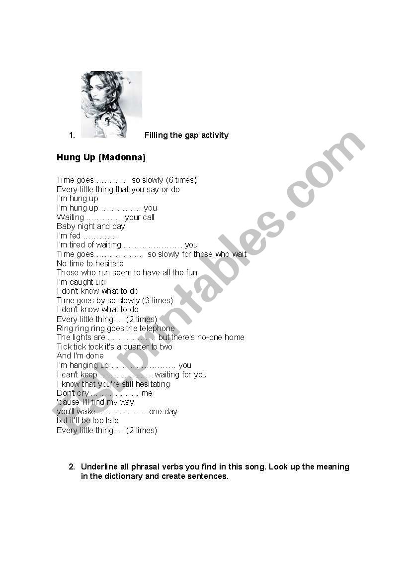 Hung up ,Madonna  worksheet