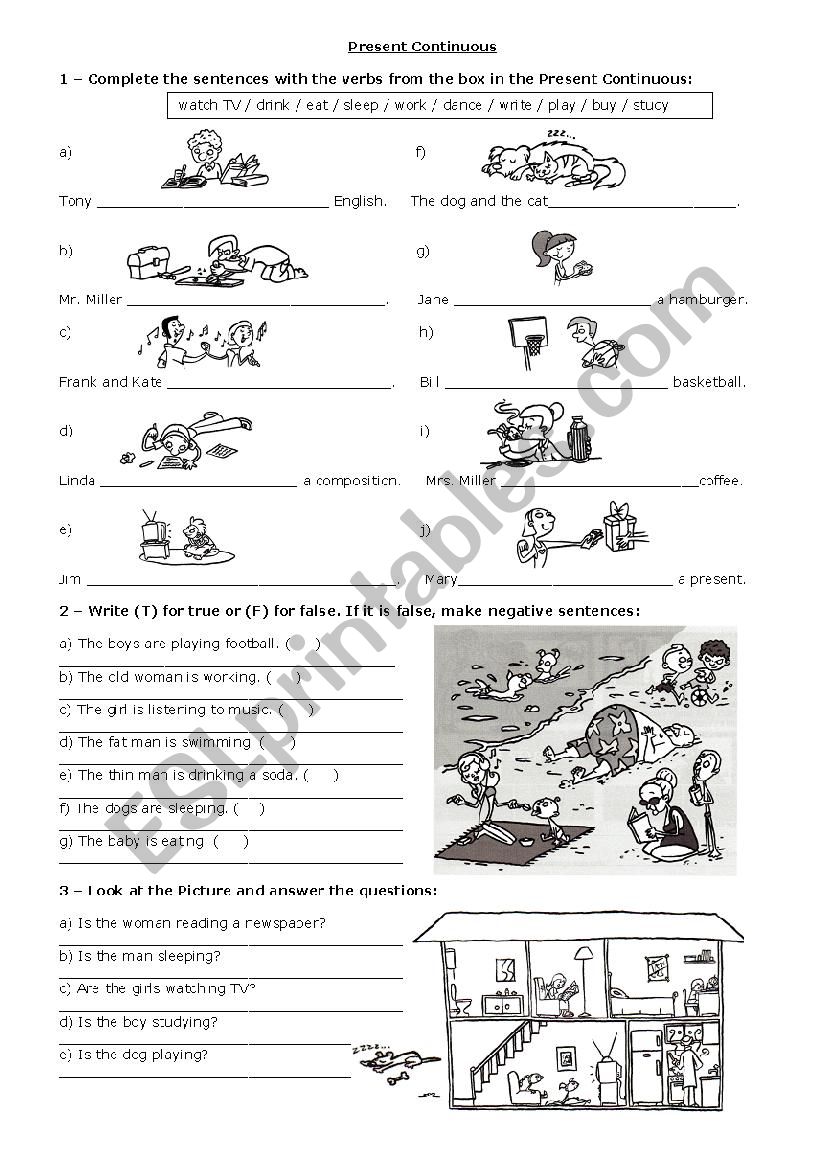 Present Continuous Exercises worksheet