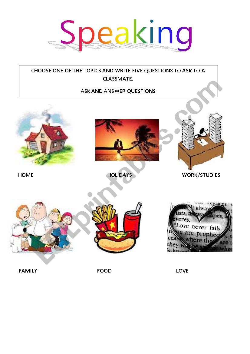 SPEAKING worksheet