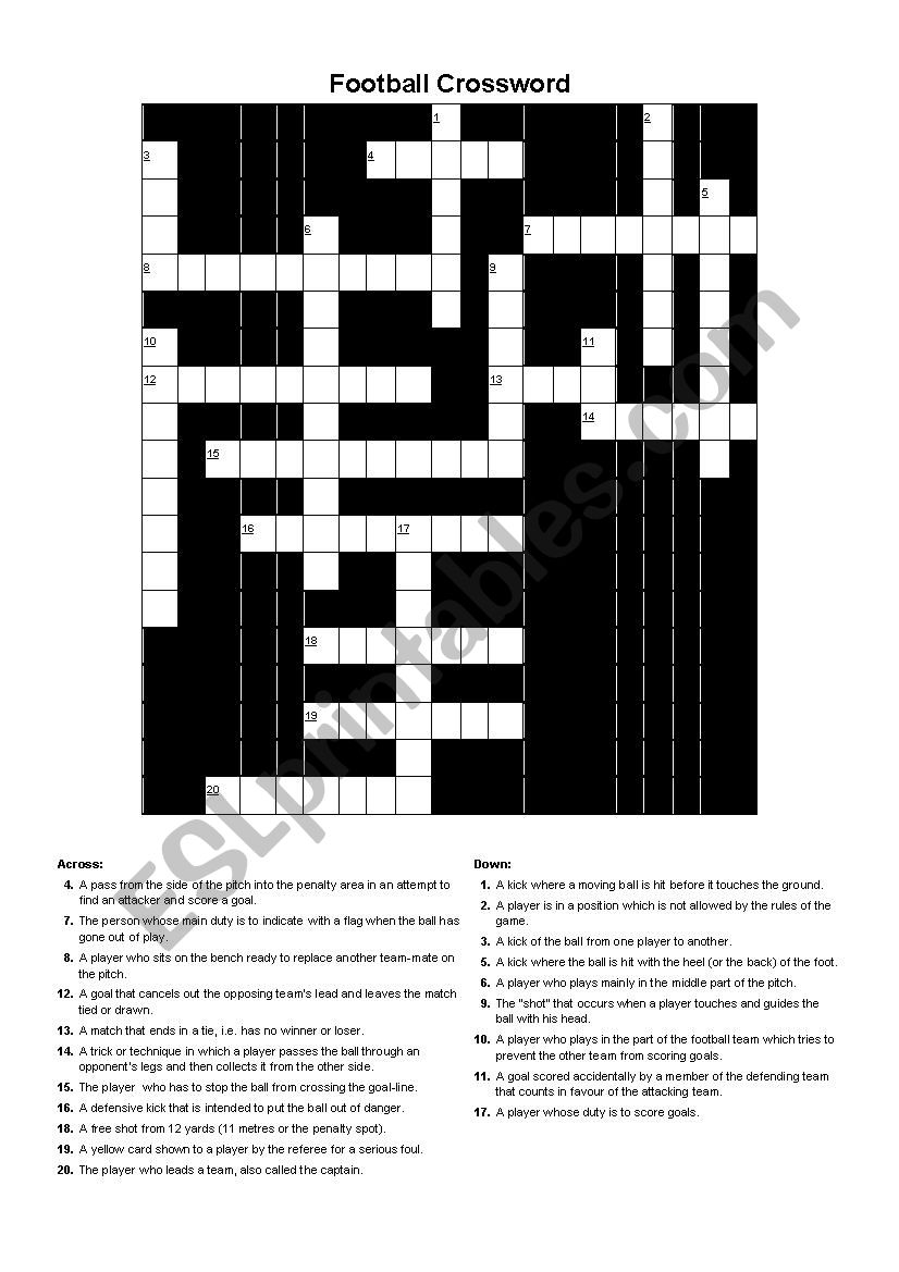Football Crossword worksheet