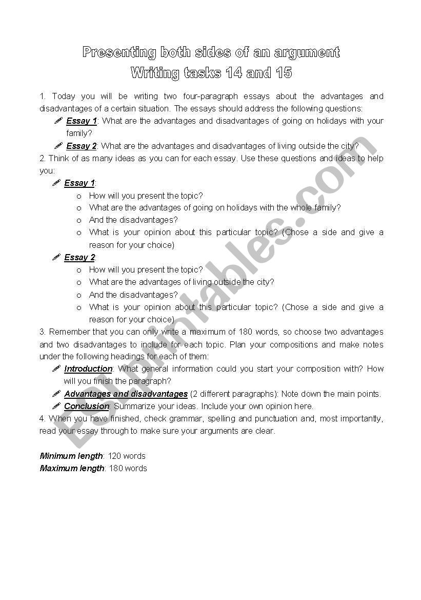 Argumentative Essay - Presenting both sides of an argument