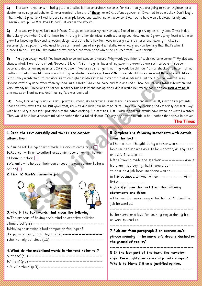 jobs  worksheet