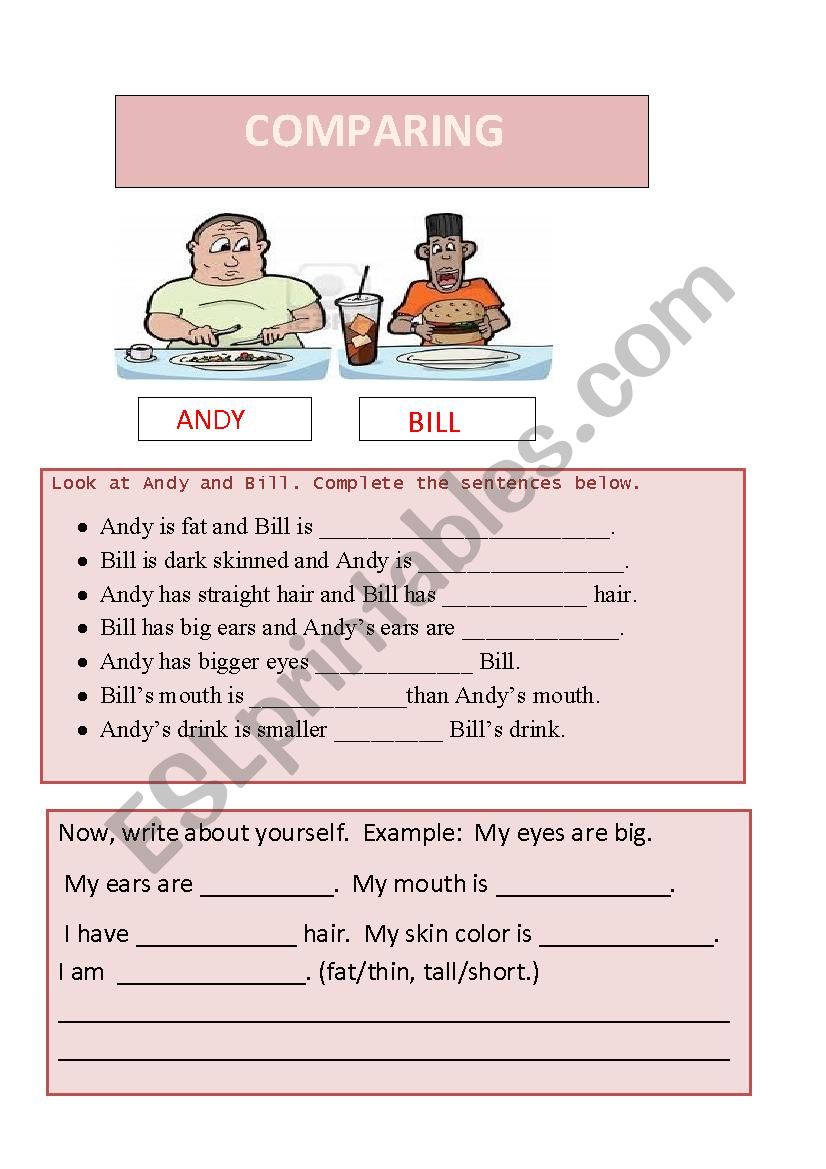 comparatives worksheet