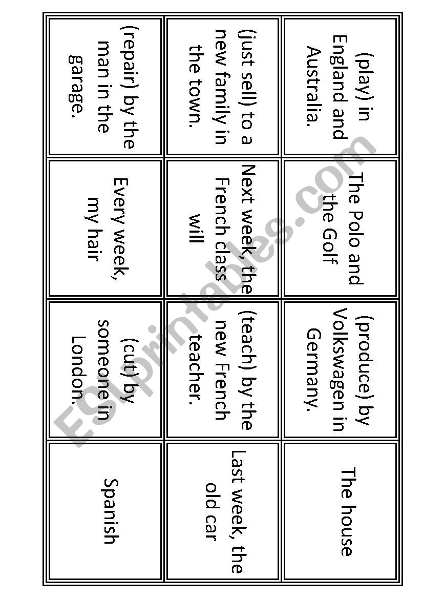 Passive Dominoes worksheet