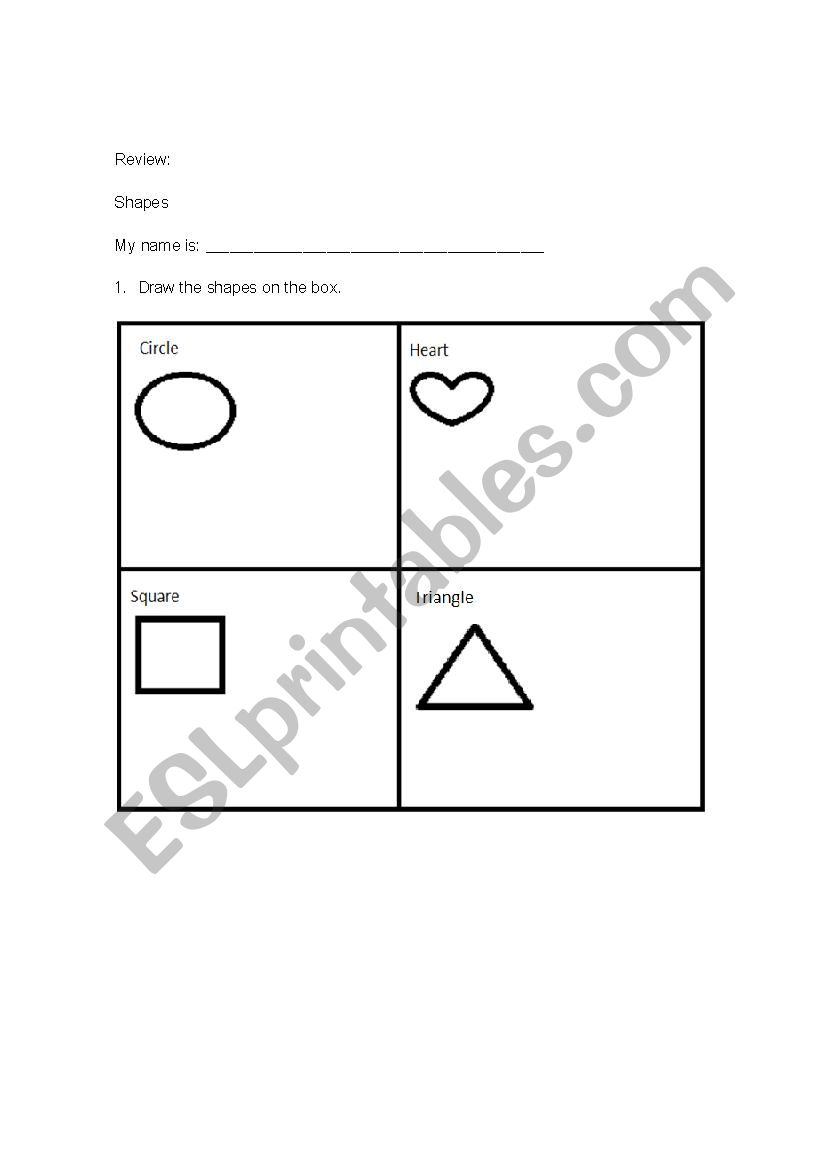 Shapes Review worksheet
