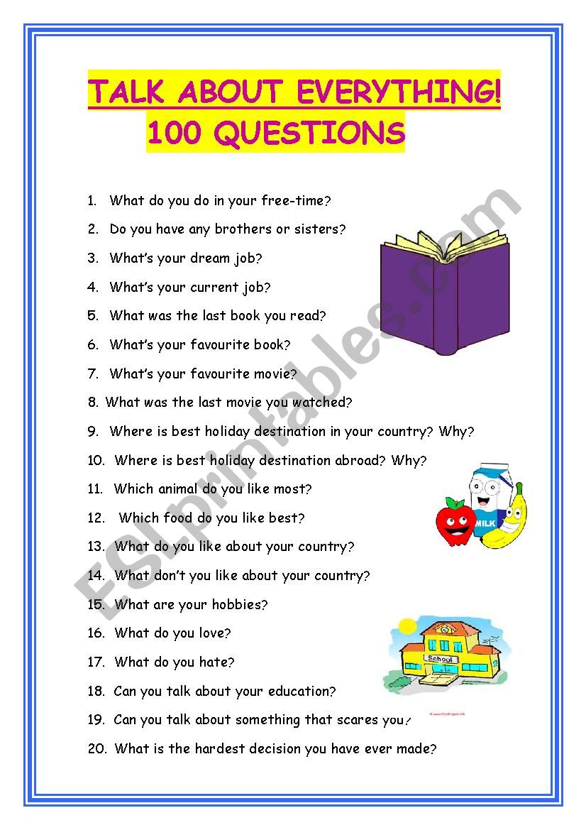 TALK ABOUT EVERYTHING! worksheet