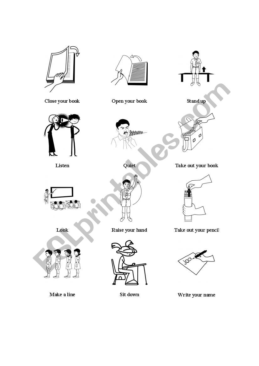 Classroom Commands worksheet