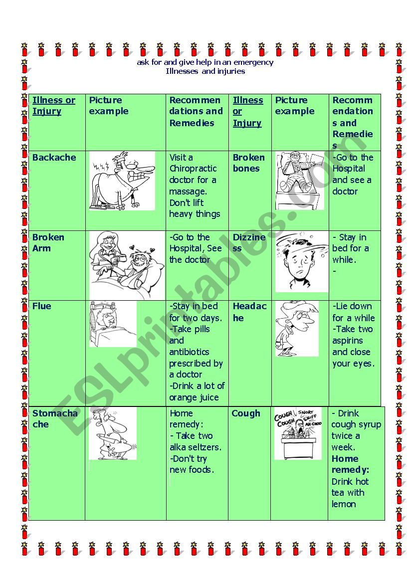 ILLNESSES AND MEDICATIONS worksheet