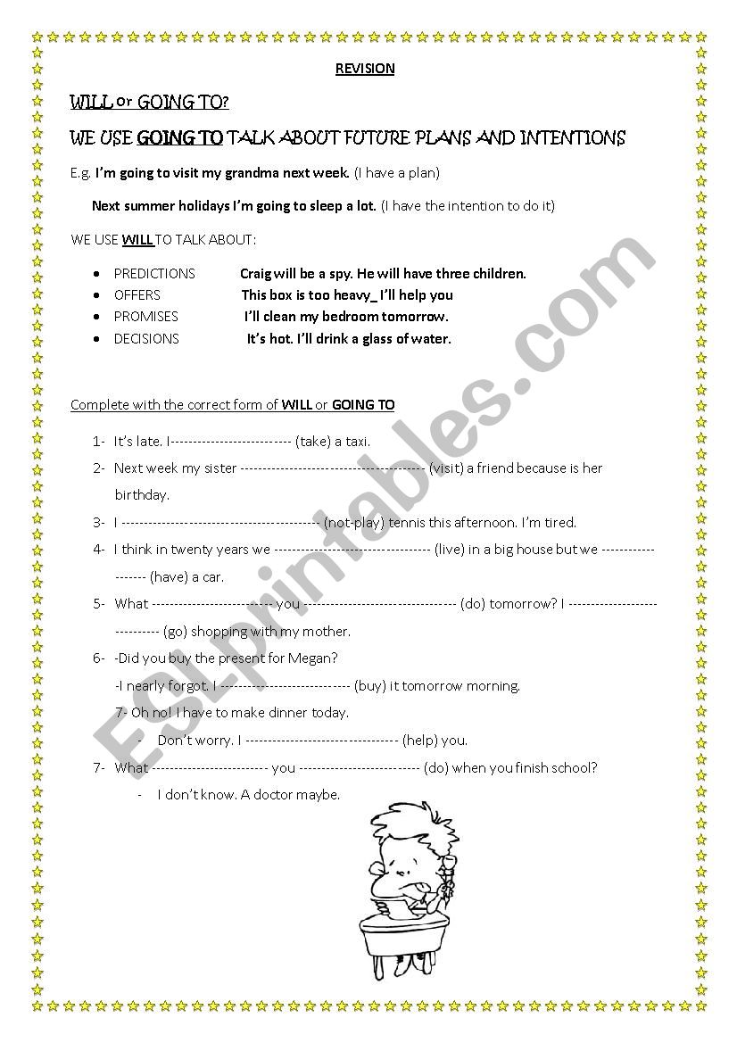 Will or Going to? worksheet
