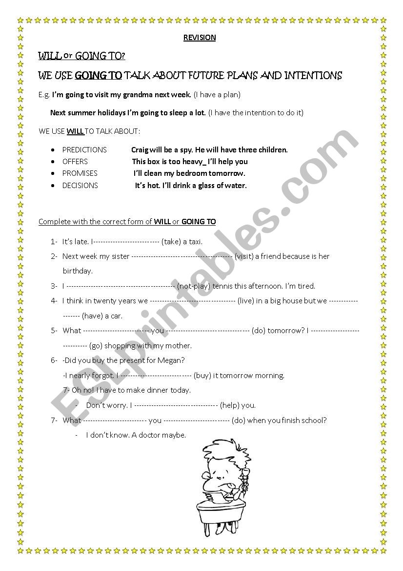 Will or Going to? worksheet