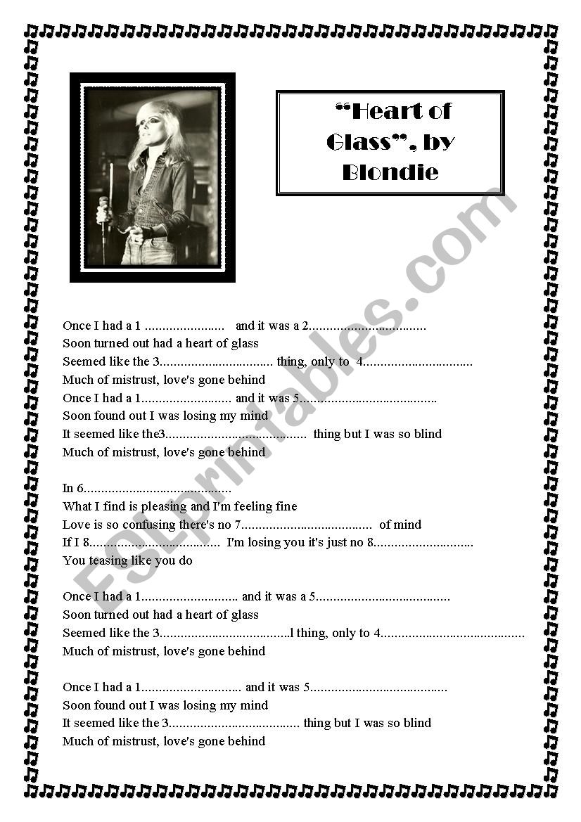 Heart of Glass worksheet