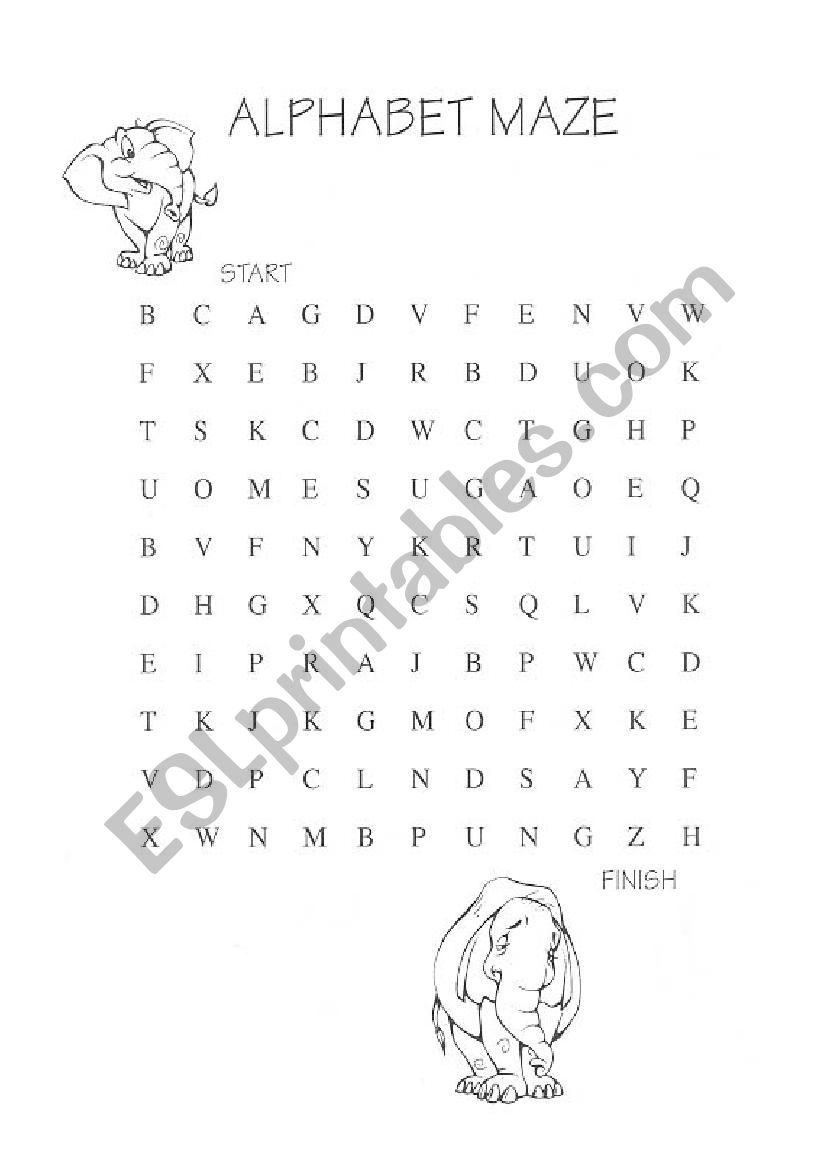 Alphabet maze worksheet