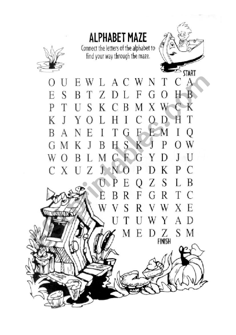 Alphabet maze worksheet