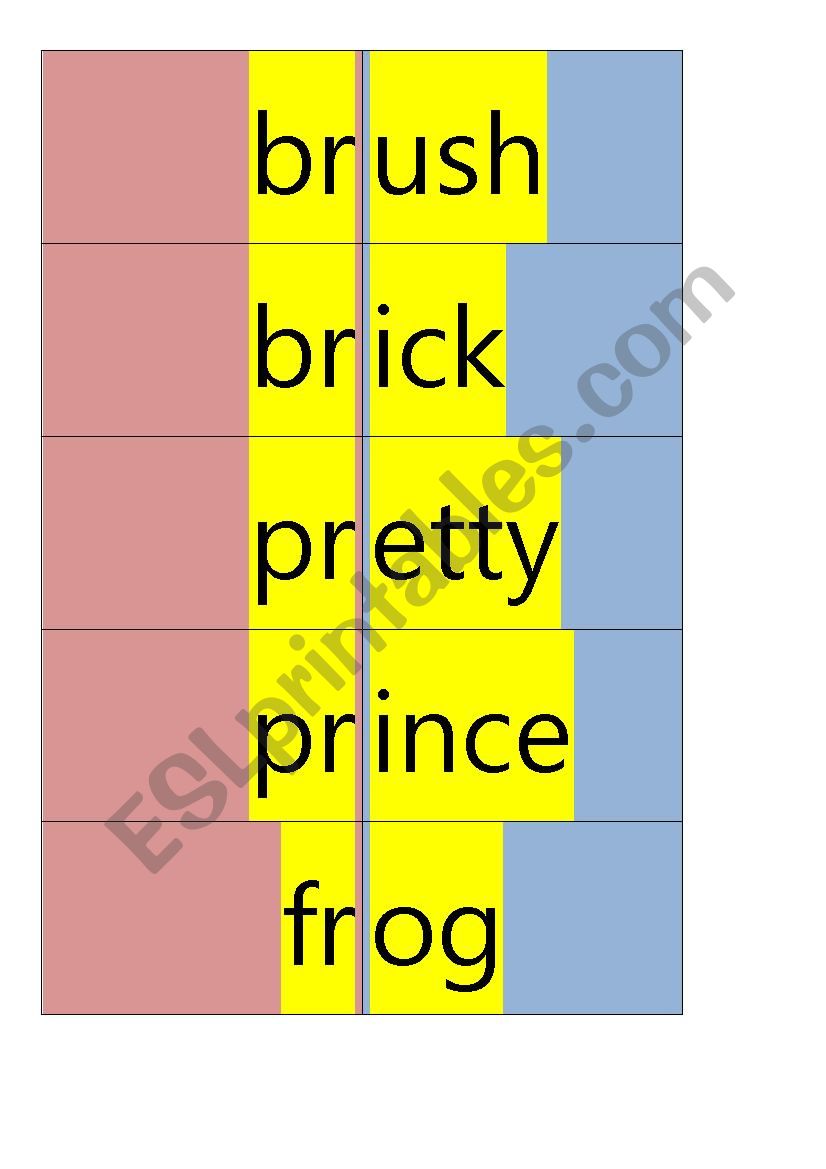 R-Blends Matching Cards worksheet