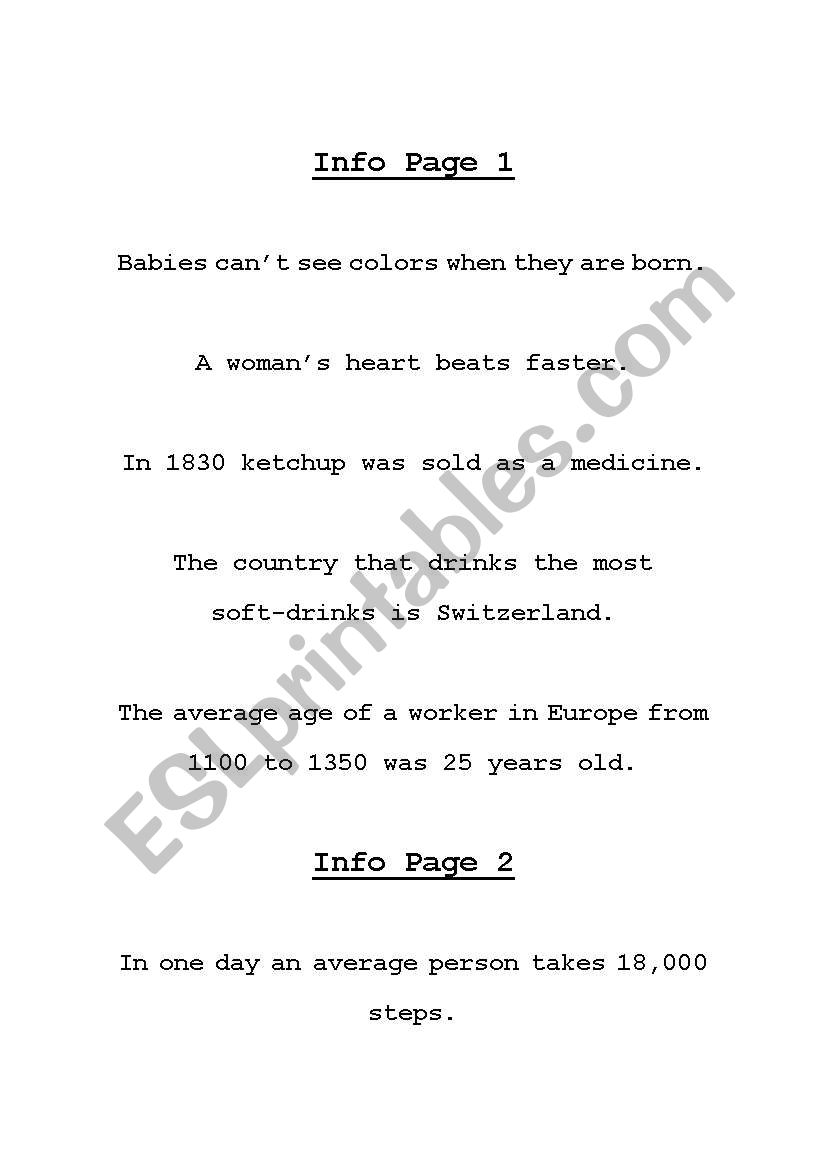 Interesting Questions worksheet