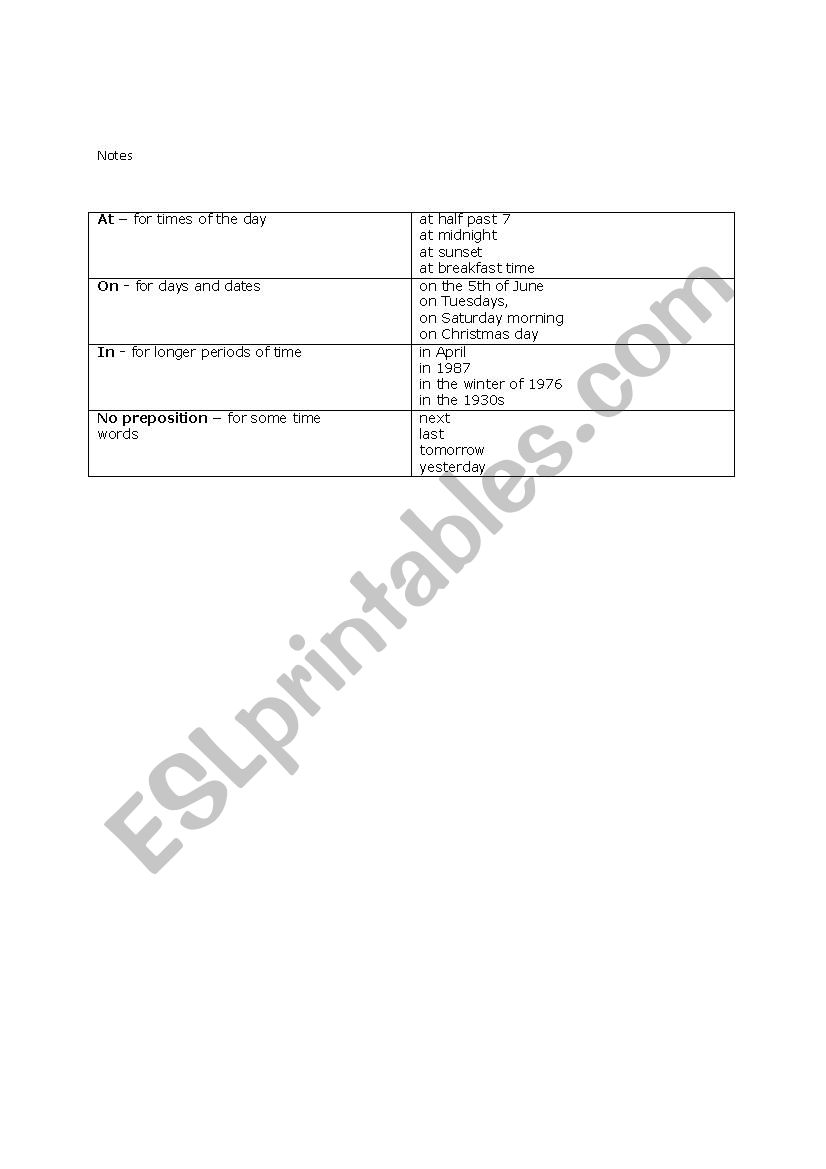 preposition of time (notes+exercise)