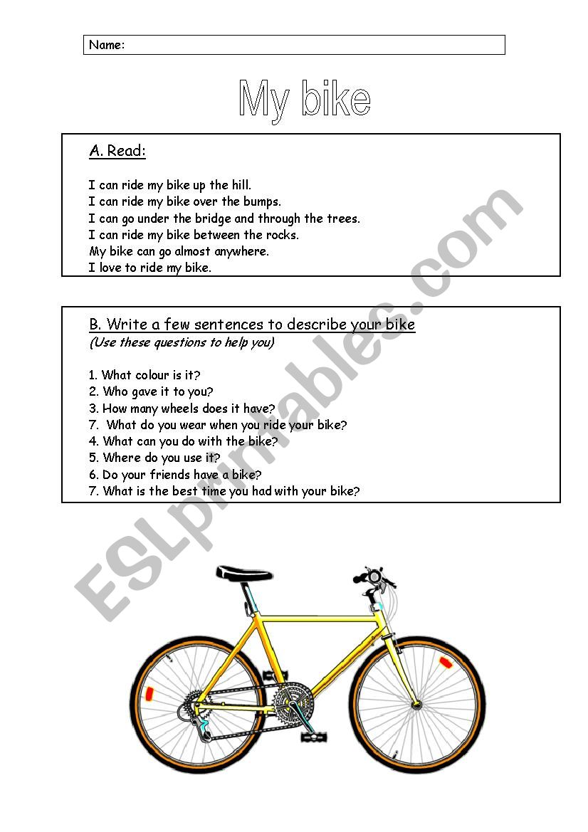 My bike worksheet