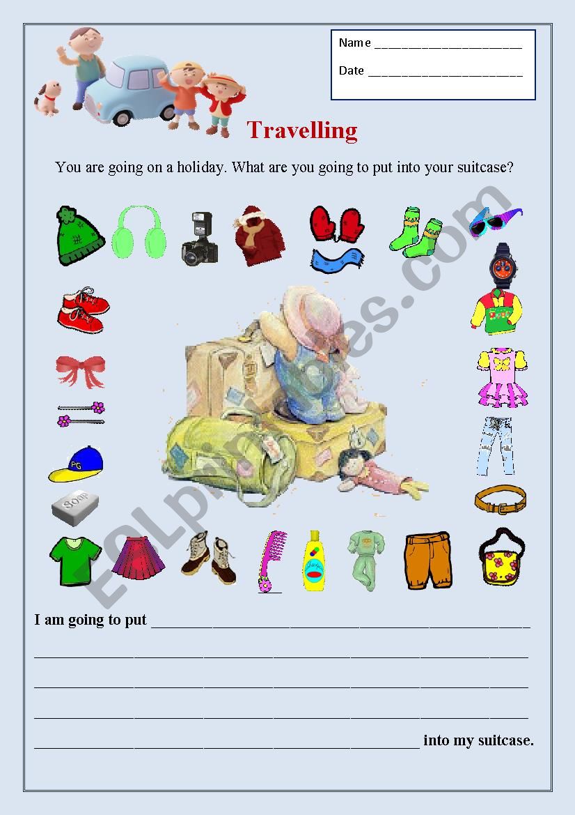 Packing for Travelling worksheet