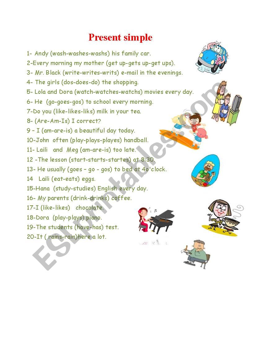 present simple worksheet