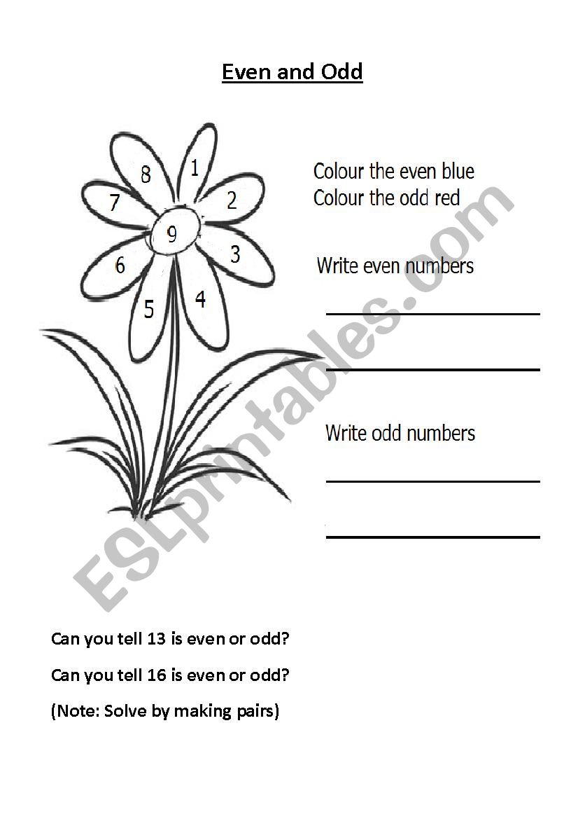 Even and Odd worksheet