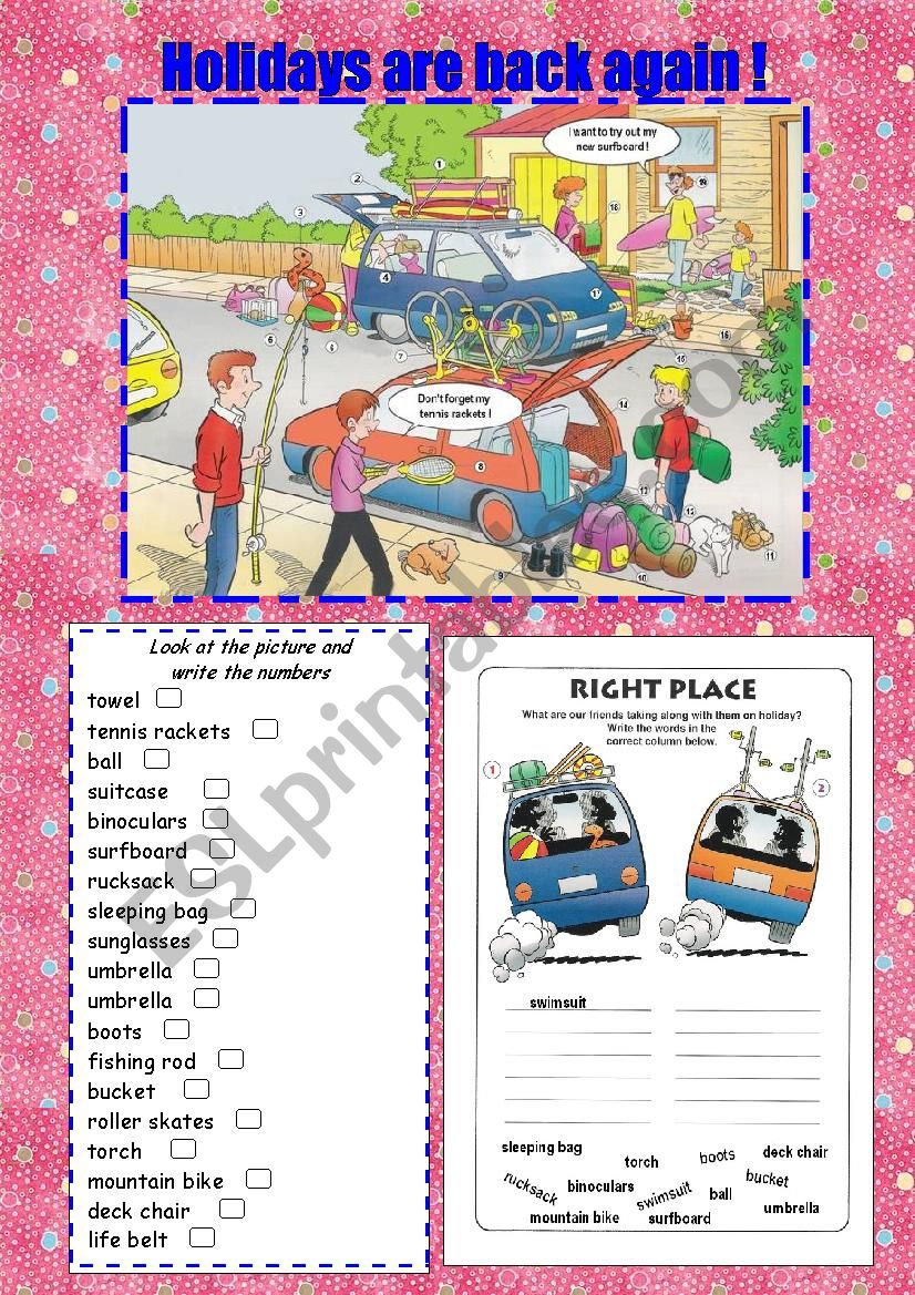 Holiday are  back again  worksheet