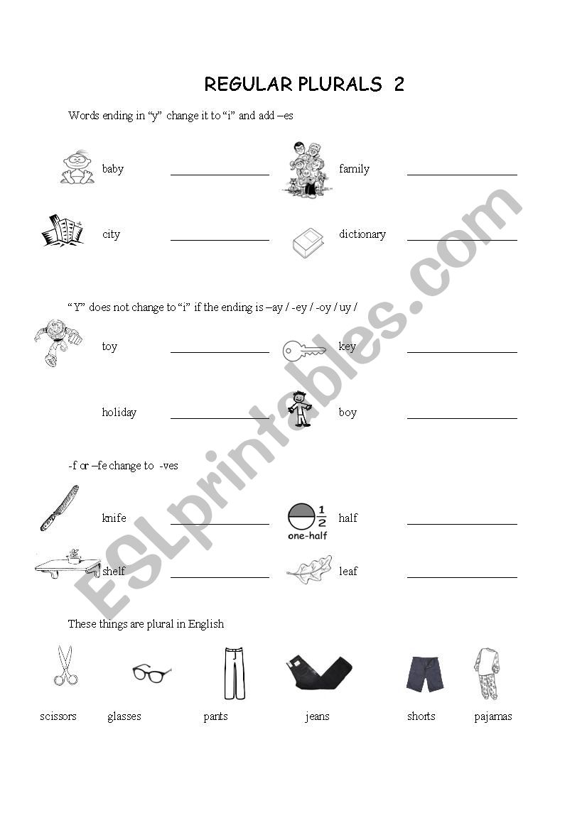 regular plurals2 worksheet