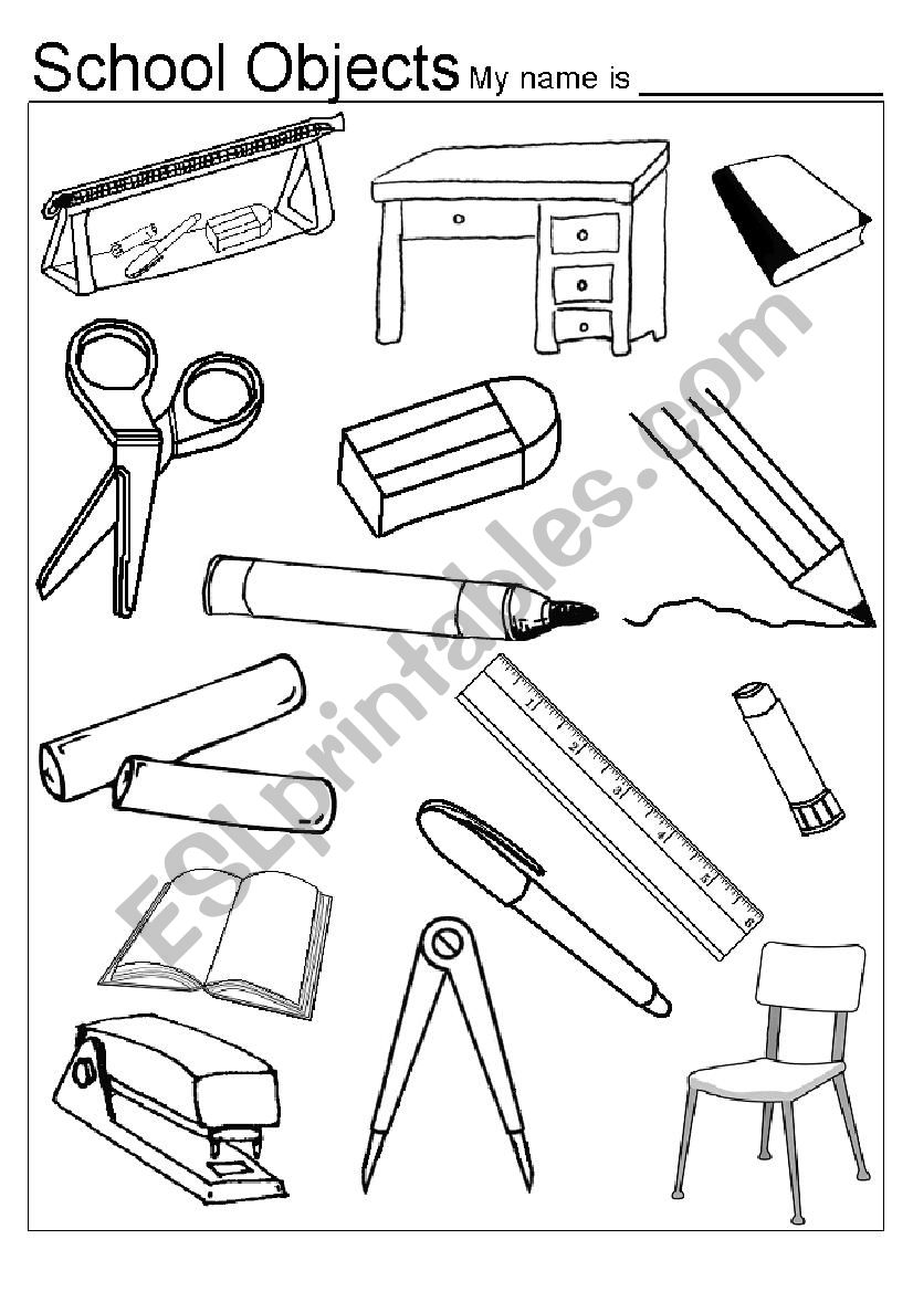 Classroom Objects Colouring Game