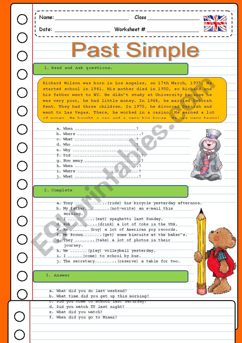 PAST SIMPLE worksheet