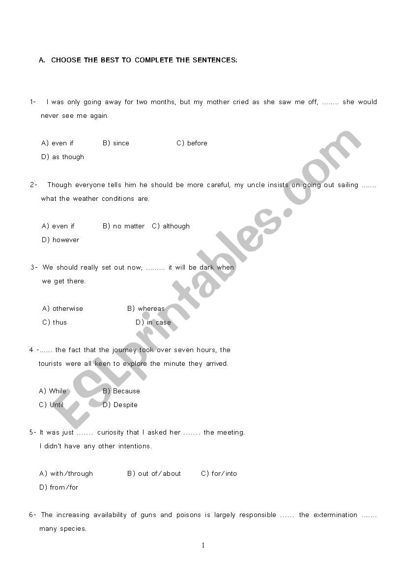 ADVANCED LANGUAGE TEST worksheet