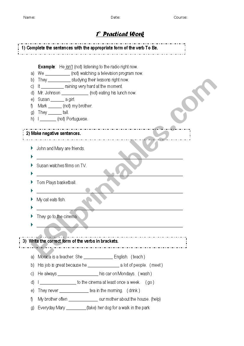 test on present simple and continuous