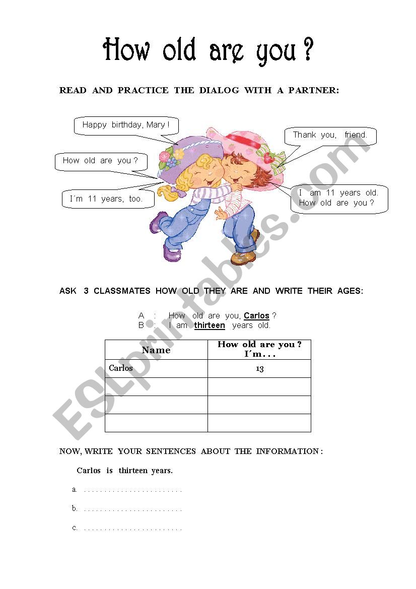 HOW OLD ARE YOU? worksheet