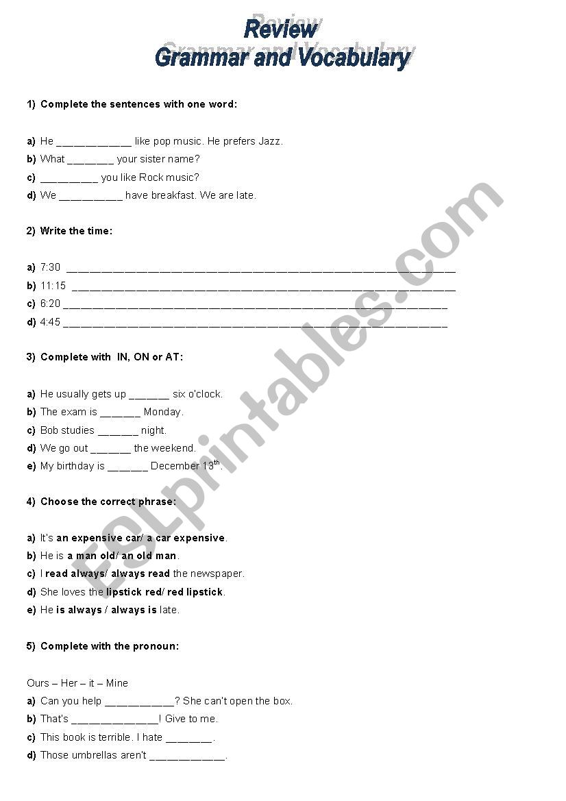 American File Review Units 3 and 4