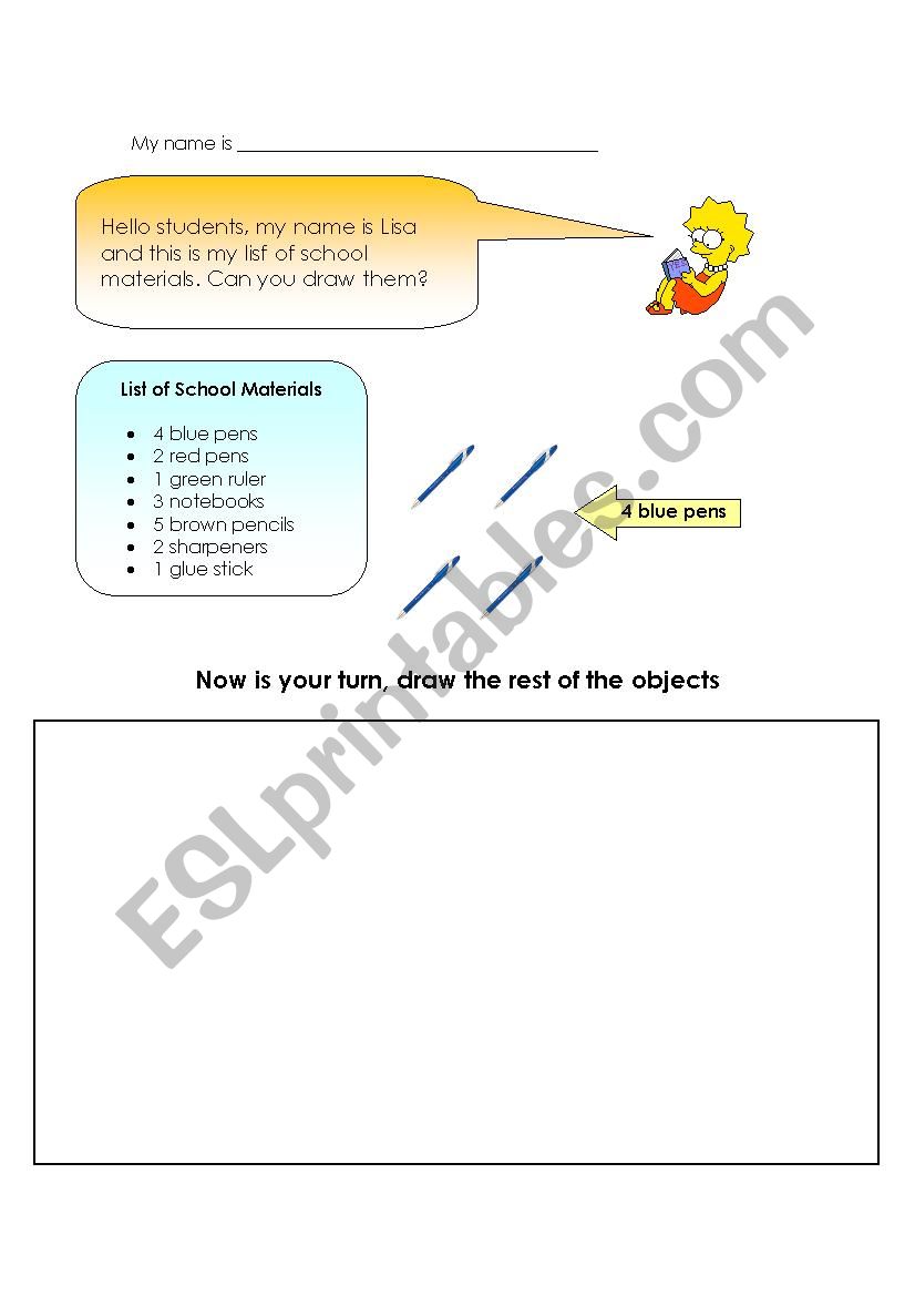 classroom objects worksheet