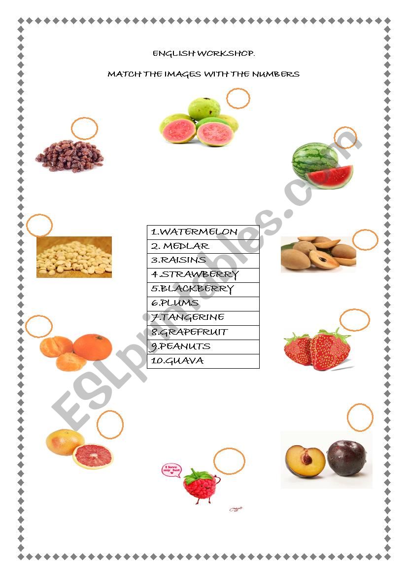 Fruits worksheet