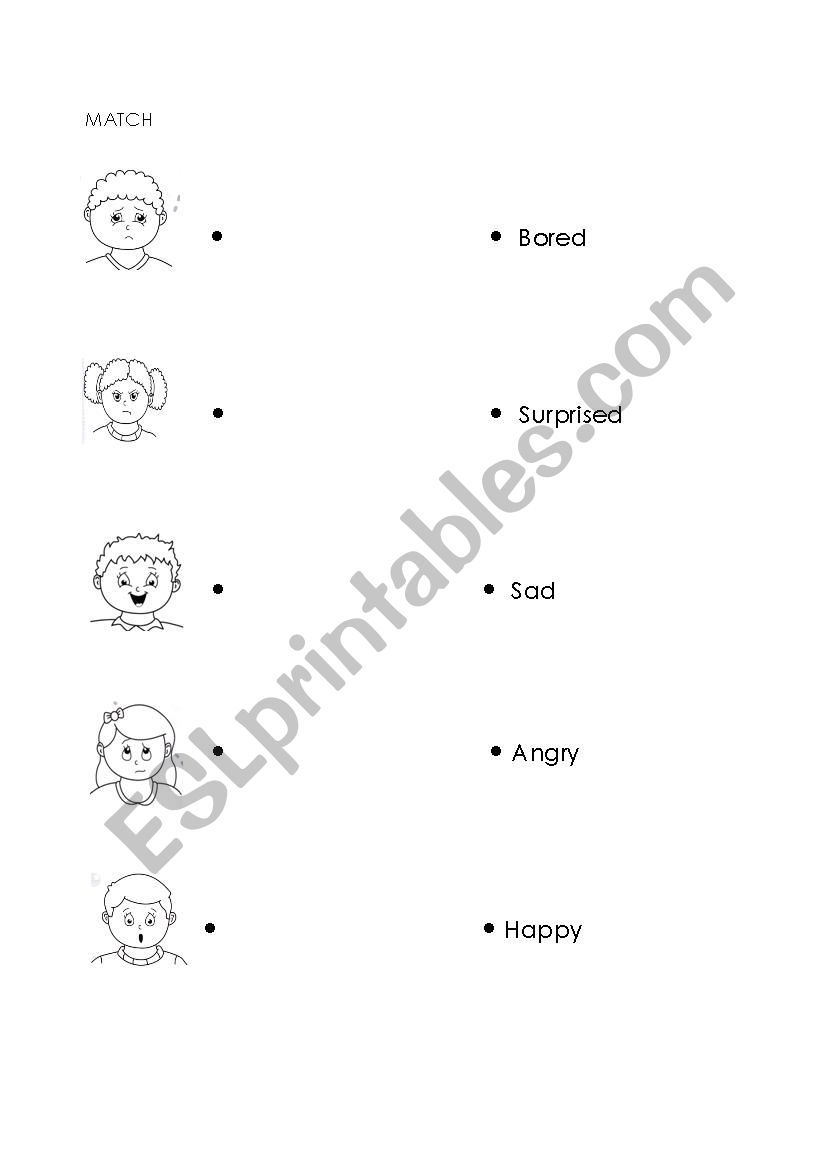 Match emotions worksheet