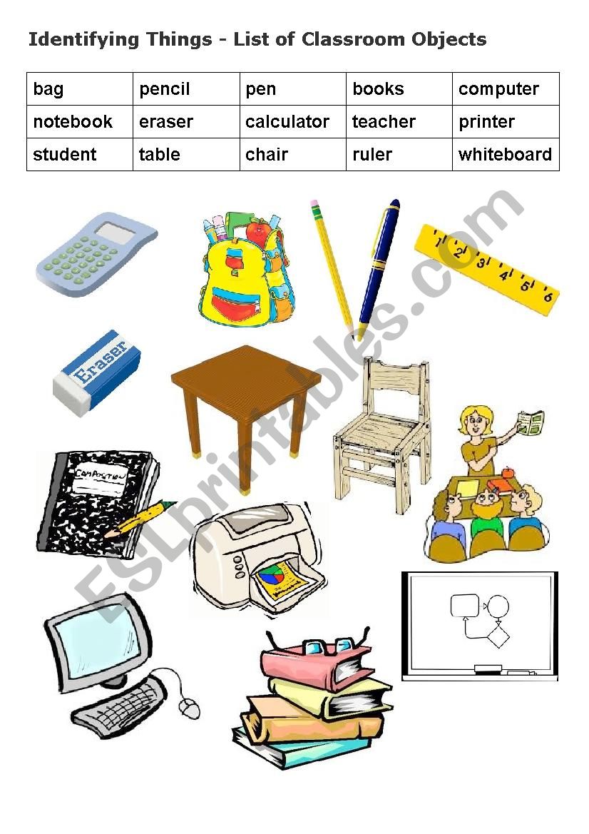 identify simple classroom objects